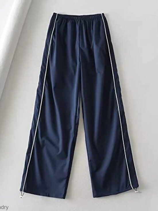 Baggy Y2K Parachute Track Pants with Drawstring Legs, Polyester - Picture 6 of 7